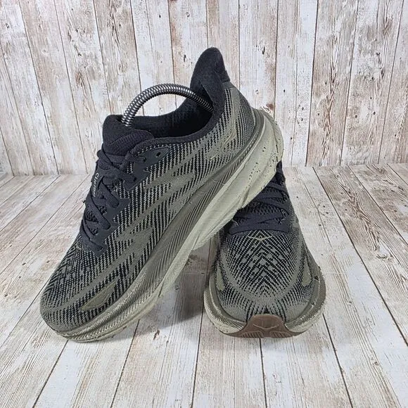 HOKA‎ Clifton 9 Black slate green  Men's Performance Sneakers Black Gray US 8D