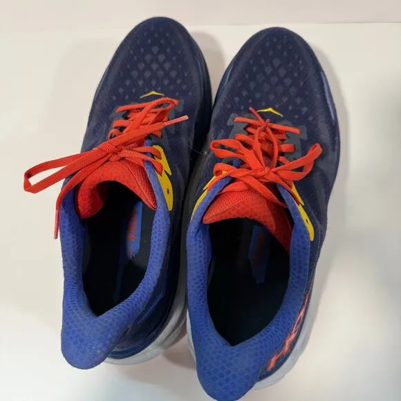 Hoka Men's Clifton 9 Running Shoes Sneakers Blue Red 11.5 Lightweight