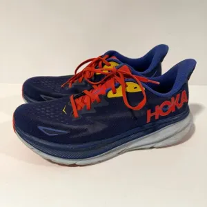 Hoka Men's Clifton 9 Running Shoes Sneakers Blue Red 11.5 Lightweight