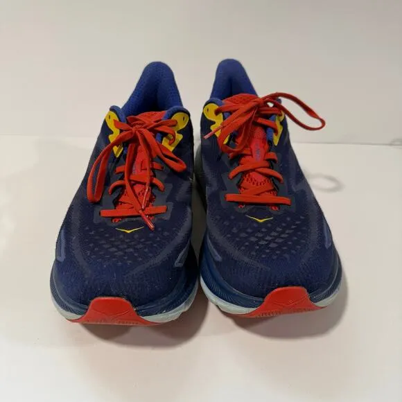 Hoka Men's Clifton 9 Running Shoes Sneakers Blue Red 11.5 Lightweight