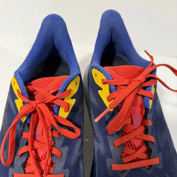 Hoka Men's Clifton 9 Running Shoes Sneakers Blue Red 11.5 Lightweight