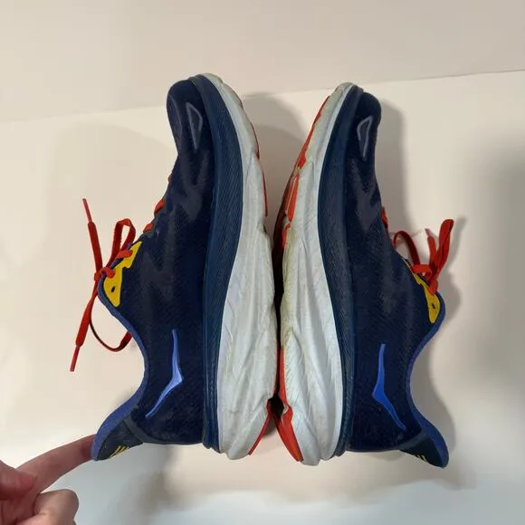 Hoka Men's Clifton 9 Running Shoes Sneakers Blue Red 11.5 Lightweight
