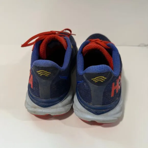 Hoka Men's Clifton 9 Running Shoes Sneakers Blue Red 11.5 Lightweight