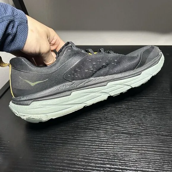 Hoka Mens Size 12 D Challenger ATR 6 Hiking Trail Black Green Shoes Sneakers