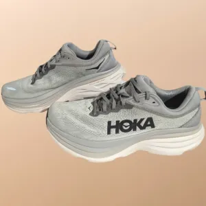 Hoka One One Bondi 8 Grey Running Sneaker Mens 12.5 2E Wide