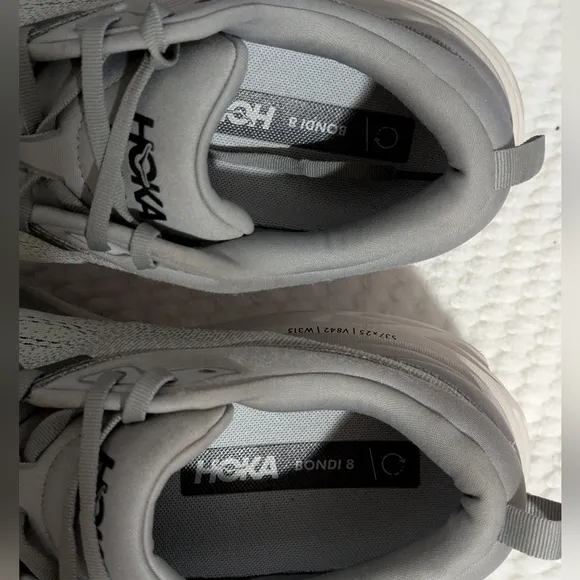 Hoka One One Bondi 8 Grey Running Sneaker Mens 12.5 2E Wide