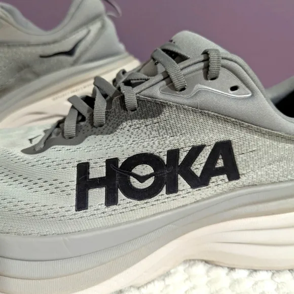 Hoka One One Bondi 8 Grey Running Sneaker Mens 12.5 2E Wide