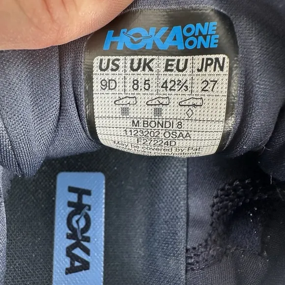 Hoka One One Bondi 8 Outer Space/All Aboard Men's Size 9D Sneakers Shoes Blue