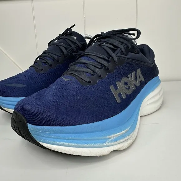 Hoka One One Bondi 8 Outer Space/All Aboard Men's Size 9D Sneakers Shoes Blue