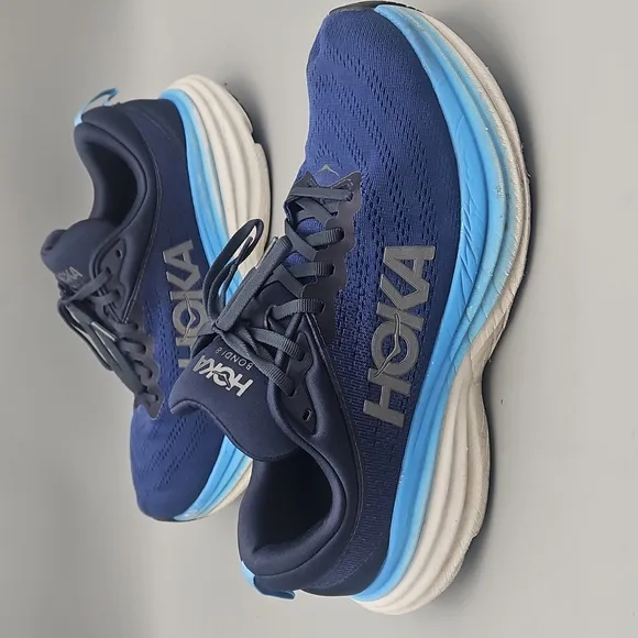 Hoka One One Bondi 8 Sneakers Men’s 10 Outer Space/ All Aboard Running Shoes