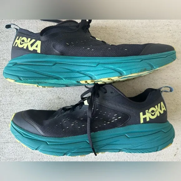 HOKA ONE ONE Challenger ATR 6 Black Blue Trail Running Shoes Size Mens 9.5 CLEAN