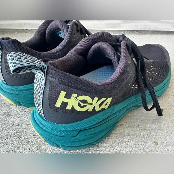 HOKA ONE ONE Challenger ATR 6 Black Blue Trail Running Shoes Size Mens 9.5 CLEAN