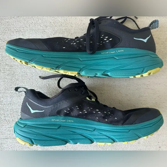 HOKA ONE ONE Challenger ATR 6 Black Blue Trail Running Shoes Size Mens 9.5 CLEAN