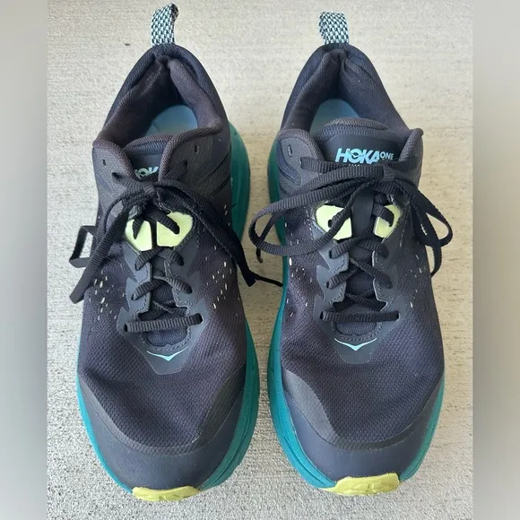 HOKA ONE ONE Challenger ATR 6 Black Blue Trail Running Shoes Size Mens 9.5 CLEAN