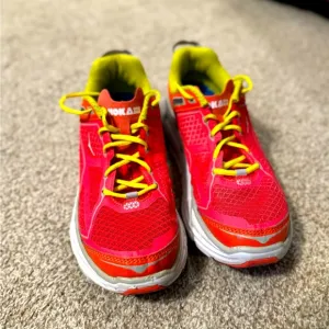 Hoka One One Clifton 1 Road Running Shoes W7 Pink Yellow Coral,