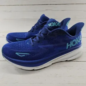 Hoka One One Clifton 9‎ Womens 9.5 B Blue Running Shoes Sneakers 1127896 BBES