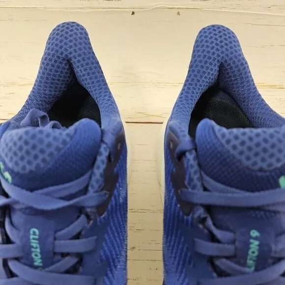 Hoka One One Clifton 9‎ Womens 9.5 B Blue Running Shoes Sneakers 1127896 BBES