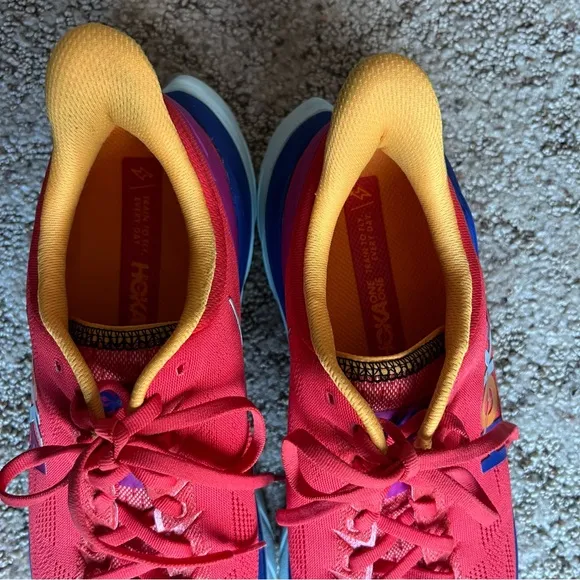 Hoka One One Mens M Mach 4 Red Lightweight Sneaker Running Shoes fiesta bluing