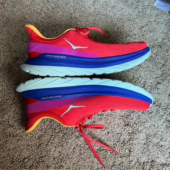 Hoka One One Mens M Mach 4 Red Lightweight Sneaker Running Shoes fiesta bluing