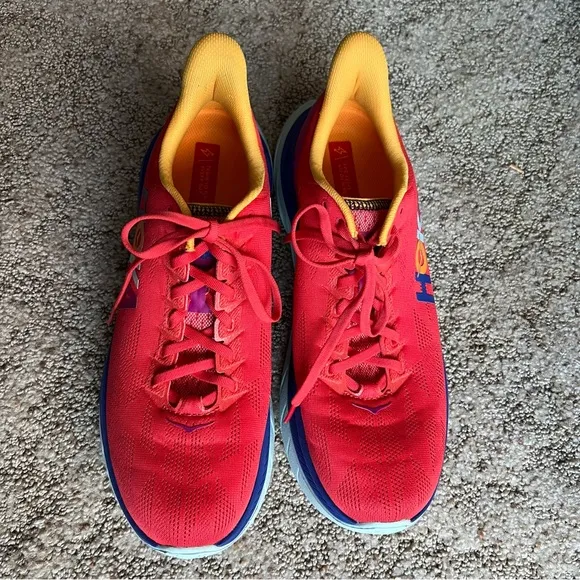 Hoka One One Mens M Mach 4 Red Lightweight Sneaker Running Shoes fiesta bluing