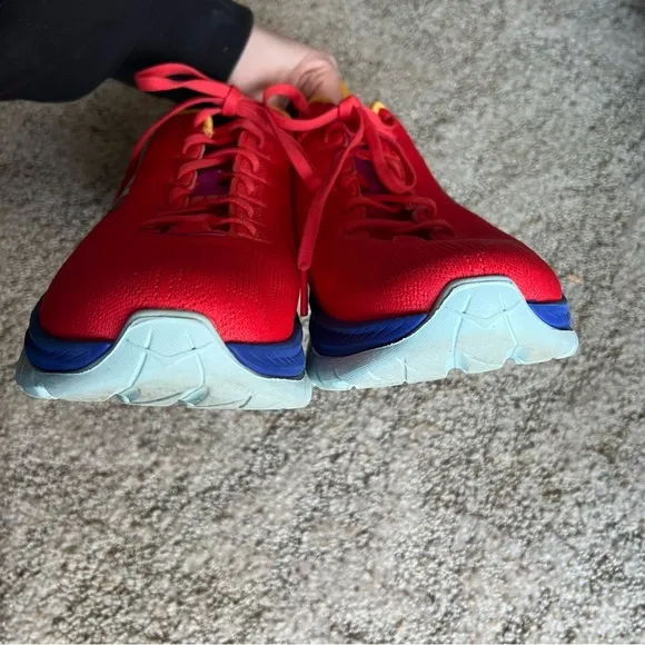 Hoka One One Mens M Mach 4 Red Lightweight Sneaker Running Shoes fiesta bluing