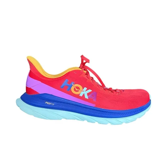 Hoka One One Mens M Mach 4 Red Lightweight Sneaker Running Shoes fiesta bluing