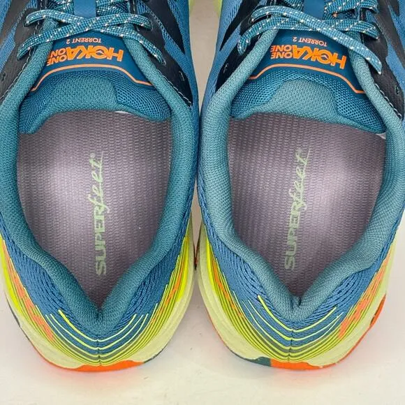 Hoka One One Shoes Mens Sz 12.5 Blue Coral/Evening Primrose Torrent 2 Trail Run
