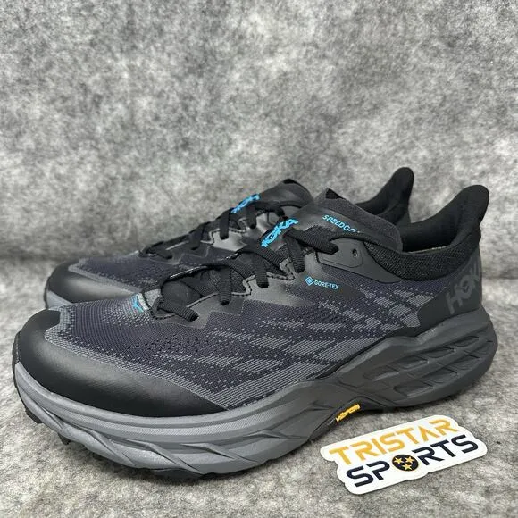 Hoka One One Speedgoat 5 GTX Spike Running Shoes Mens Size 11.5 Black Trail