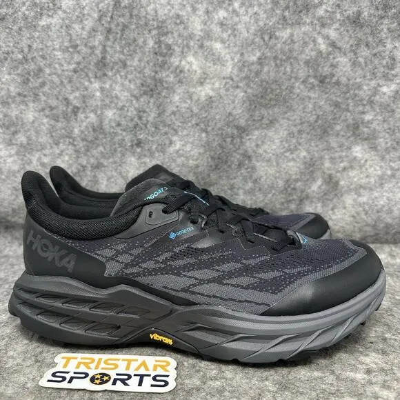 Hoka One One Speedgoat 5 GTX Spike Running Shoes Mens Size 11.5 Black Trail