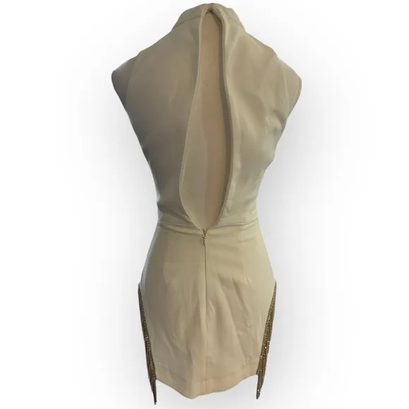 HOUSE OF CB 'Charlize' White Crystal Trim Dress Size XS