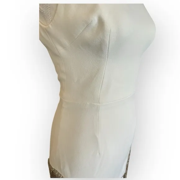 HOUSE OF CB 'Charlize' White Crystal Trim Dress Size XS