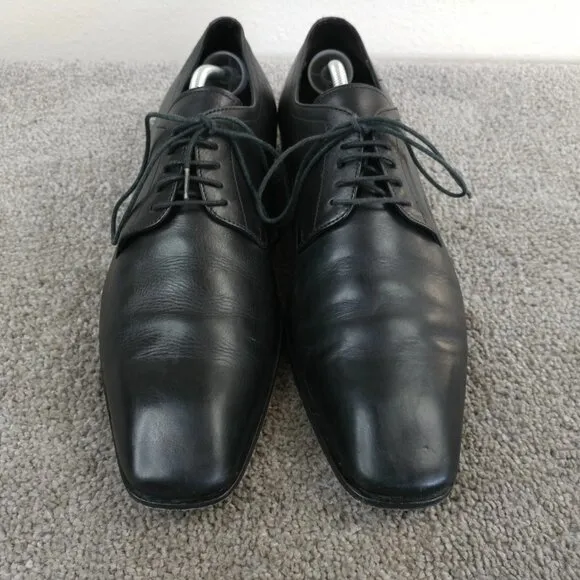 Hugo Boss Mens Size 10.5 Oxford Shoes Black Leather Lace Up Derby