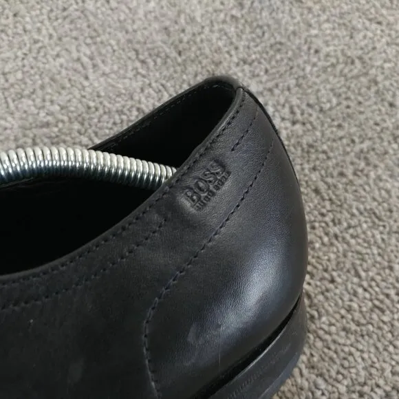 Hugo Boss Mens Size 10.5 Oxford Shoes Black Leather Lace Up Derby