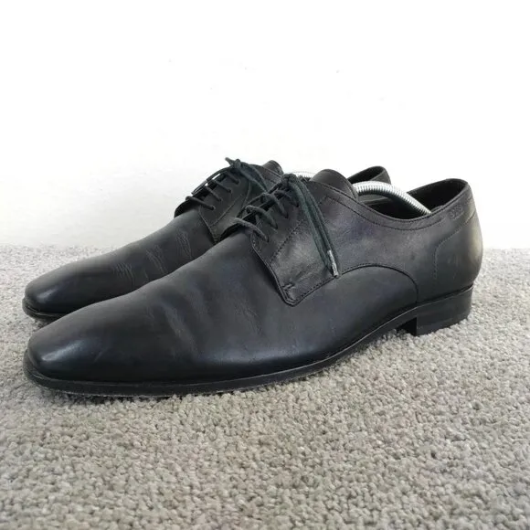 Hugo Boss Mens Size 10.5 Oxford Shoes Black Leather Lace Up Derby