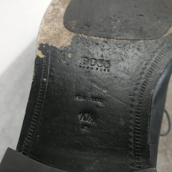 Hugo Boss Mens Size 10.5 Oxford Shoes Black Leather Lace Up Derby