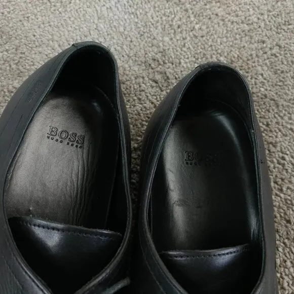 Hugo Boss Mens Size 10.5 Oxford Shoes Black Leather Lace Up Derby