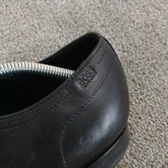 Hugo Boss Mens Size 10.5 Oxford Shoes Black Leather Lace Up