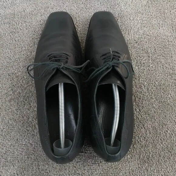 Hugo Boss Mens Size 10.5 Oxford Shoes Black Leather Lace Up