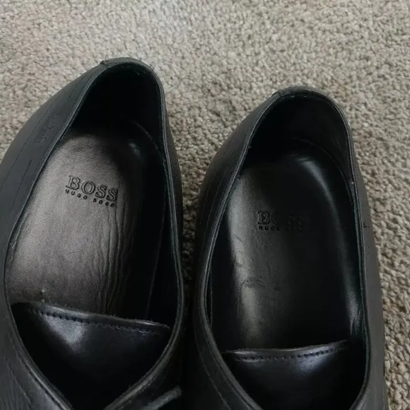 Hugo Boss Mens Size 10.5 Oxford Shoes Black Leather Lace Up