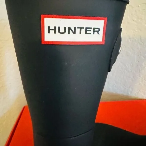 HUNTER Men's Original Short Waterproof Rain Boot, Rubber Black, Size 9, NWT
