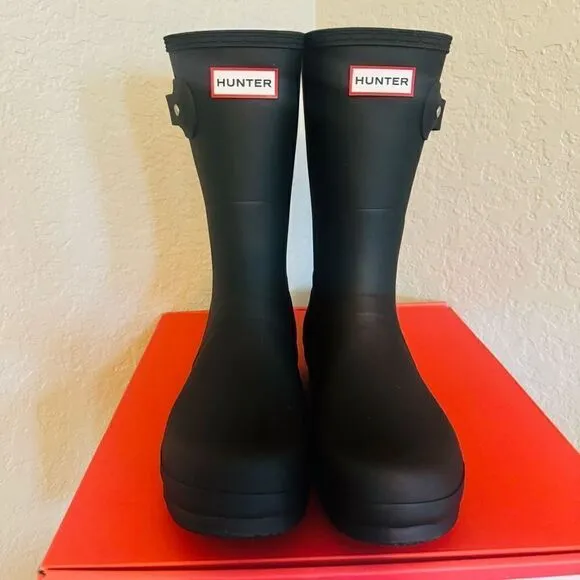 HUNTER Men's Original Short Waterproof Rain Boot, Rubber Black, Size 9, NWT