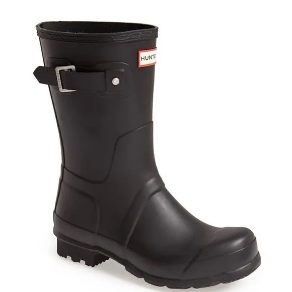 HUNTER Men's Original Short Waterproof Rain Boot, Rubber Black, Size 9, NWT