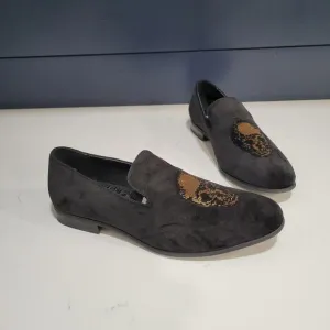 INC International Concepts Nova Velvet Loafer Slipper Shoes Skull Embellished