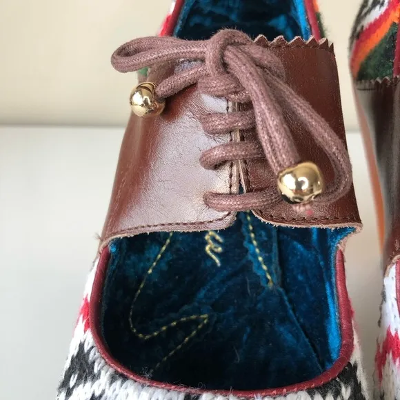 Irregular Choice Leather Knit Lace- up high heel shoes 7