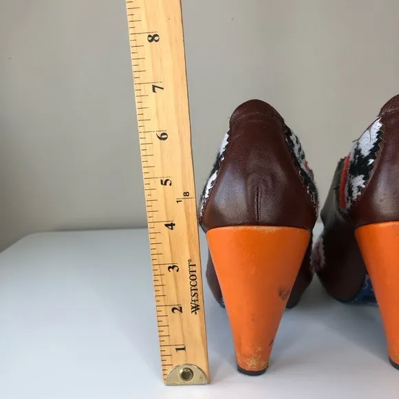 Irregular Choice Leather Knit Lace- up high heel shoes 7