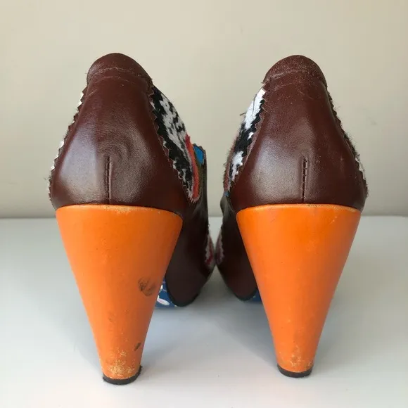Irregular Choice Leather Knit Lace- up high heel shoes 7