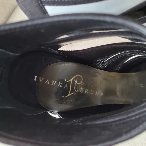 Ivanka Trump Shoes Derry Black &amp; White Leather Stiletto Heel Open Toe Si…