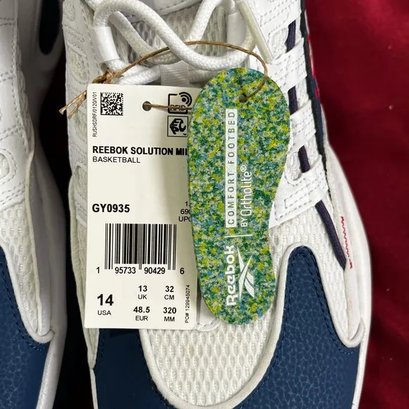 Iverson Reebok Men's  SOLUTION MID White Basketball Shoes GY0935 Size: 14, NWT