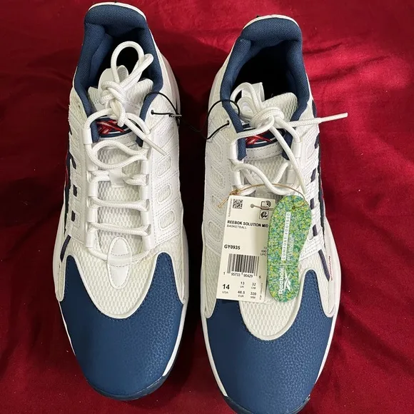 Iverson Reebok Men's  SOLUTION MID White Basketball Shoes GY0935 Size: 14, NWT