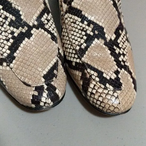 J. Crew Cecile AQ136 Smoking loafer leather reptile embossed size 9